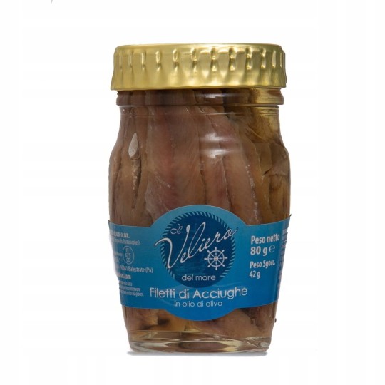 Anchois filety w oliwie z oliwek de Veliero 80g